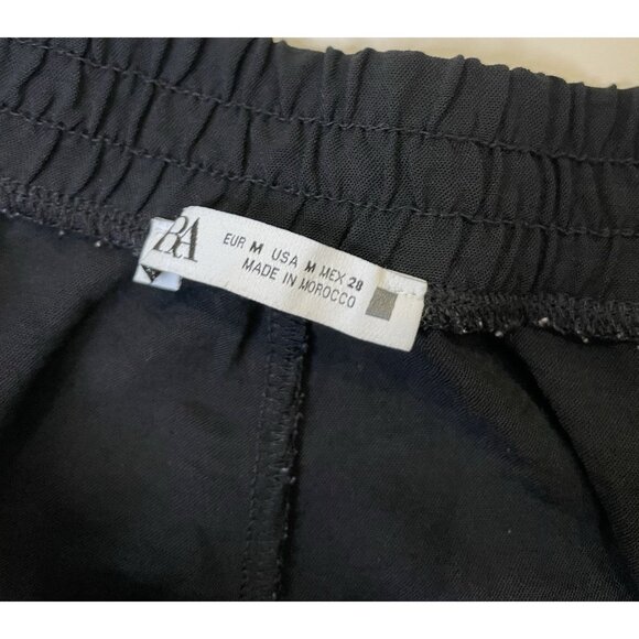 ZARA Women’s CUFFED CARGO BLACK PANTS Y2K M 28 - Picture 4 of 9